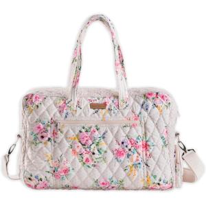 imageMaison d Hermine Weekender Bags for Women Cotton Quilted Duffel Overnight Luggage Weekend Bag for Men Gym Sports Gifts Travel Business Travellers Family Trip02  Sweet Rose Lavender  Lush