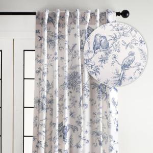 imageMaison d Hermine Tailored Curtain 100 Cotton One Panel 50quotx108quot Curtains Easy Hanging with a Rod Pocket ampamp Loop for Living Rooms Bedrooms Offices Jouy Paradis  Blue  SpringSummer50W x 108L Pack of 1