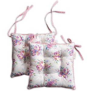 imageMaison d Hermine Chair Pads for Dining Chairs Cotton Outer Fabric and Poly Filling 16quotx16quot Patio Seat Cushions for Furniture with Ties Home Chair Party Hall Farmhouse Rose Garden Pack of 2Rose Garden