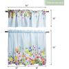imageMaison d Hermine Kitchen Curtains Sets for Windows 100 Cotton Set of Kitchen Curtains Valances for Home 2 Tiers 28quotX36quot and 1 Valance 56quotX18quot Farmhouse Cafe Dalida06  Jardin Dete  Mint