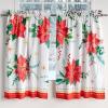imageMaison d Hermine Kitchen Curtains Sets for Windows 100 Cotton Set of Kitchen Curtains Valances for Home 2 Tiers 28quotX36quot and 1 Valance 56quotX18quot Farmhouse Cafe Rural Christmas24  Poinsettia Christmas
