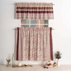 imageMaison d Hermine Kitchen Curtains Sets for Windows 100 Cotton Set of Kitchen Curtains Valances for Home 2 Tiers 28quotX36quot and 1 Valance 56quotX18quot Farmhouse Cafe Rural Christmas25  Reveillon Au Jardin