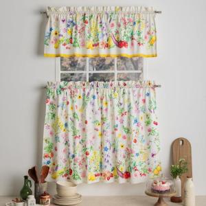 imageMaison d Hermine Kitchen Curtains Sets for Windows 100 Cotton Set of Kitchen Curtains Valances for Home 2 Tiers 28quotX36quot and 1 Valance 56quotX18quot Farmhouse Cafe Rural Christmas27  Giverny