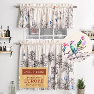 imageMaison d Hermine Kitchen Curtains Sets for Windows 100 Cotton Set of Kitchen Curtains Valances for Home 2 Tiers 28quotX36quot and 1 Valance 56quotX18quot Farmhouse Cafe Rural Christmas19  Amazonia