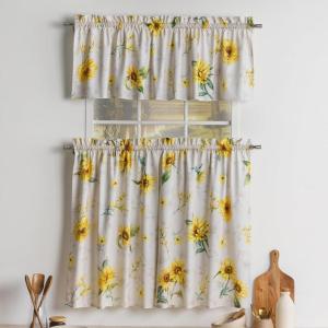 imageMaison d Hermine Kitchen Curtains Sets for Windows 100 Cotton Set of Kitchen Curtains Valances for Home 2 Tiers 28quotX36quot and 1 Valance 56quotX18quot Farmhouse Cafe Rural Christmas34  Candice