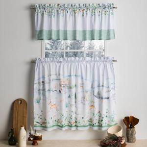 imageMaison d Hermine Kitchen Curtains Sets for Windows 100 Cotton Set of Kitchen Curtains Valances for Home 2 Tiers 28quotX36quot and 1 Valance 56quotX18quot Farmhouse Cafe Rural Christmas33  Snowy World