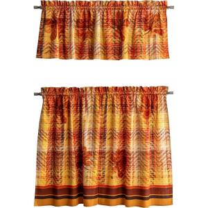 imageMaison d Hermine Kitchen Curtains Sets for Windows 100 Cotton Set of Kitchen Curtains Valances for Home 2 Tiers 28quotX36quot and 1 Valance 56quotX18quot Farmhouse Cafe Dalida28  Thanksgiving Tartan