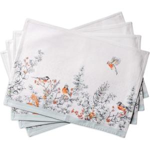 imageMaison d Hermine Placemats Set of 4 100 Cotton Washable Cloth Place Mats Reusable Table Mats for Kitchen Dining Decoration Party Wedding Restaurant Reveillon Au Jardin 13quot x 19quot25  Whitish Shabby Chique