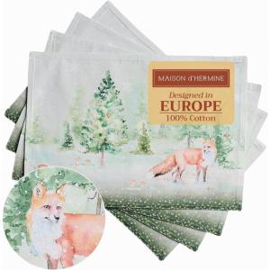 imageMaison d Hermine Placemats Set of 4 100 Cotton Washable Cloth Place Mats Reusable Table Mats for Kitchen Dining Decoration Party Wedding Restaurant Reveillon Au Jardin 13quot x 19quot26  Winter Mornings