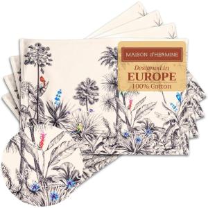 imageMaison d Hermine Placemats Set of 4 100 Cotton Washable Cloth Place Mats Reusable Table Mats for Kitchen Dining Decoration Party Wedding Restaurant Reveillon Au Jardin 13quot x 19quot23  Amazonia