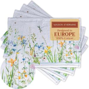 imageMaison d Hermine Placemats Set of 4 100 Cotton Washable Cloth Place Mats Reusable Table Mats for Kitchen Dining Decoration Party Wedding Restaurant Reveillon Au Jardin 13quot x 19quot09  Fleurs De Mai