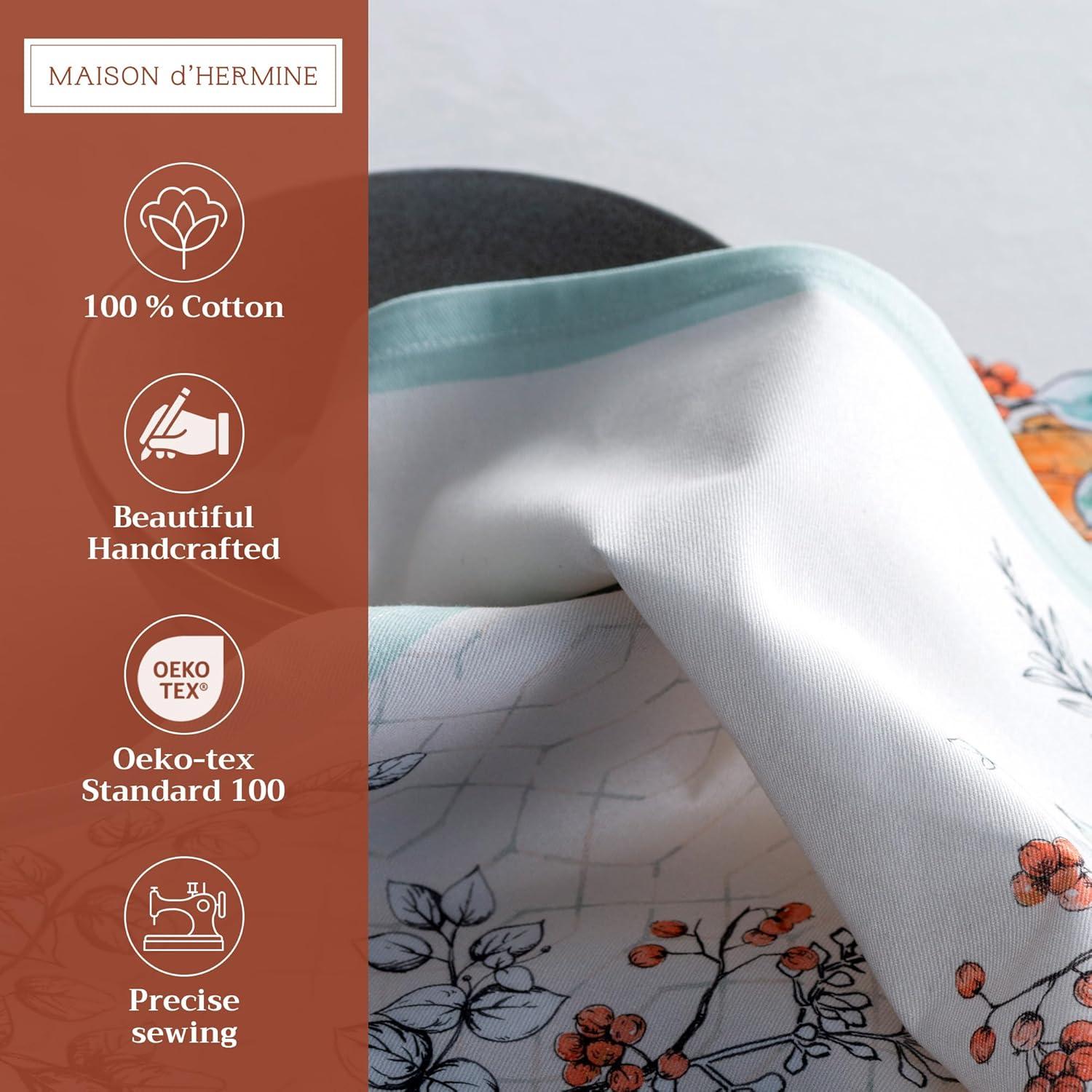 imageMaison d Hermine Cloth Napkins Set of 4 100 Cotton for Thanksgiving Decorations Everyday Reusable Square Fall Napkins Cloth Washable Dinner Party Wedding Pumpkin Garden  Dark Green 20quotx20quot30  Whitish Shabby Chique