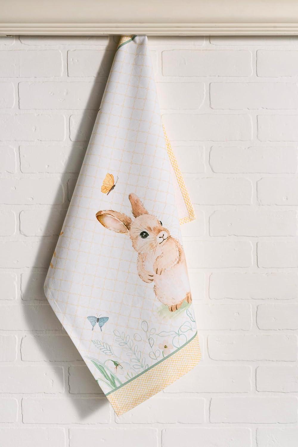 imageMaison d Hermine Kitchen Towels Set of 3 100 Cotton 20quot x 275quot Reusable Cloth Tea Dish Towels Absorbent with Hanging Loop for Kitchen Dining Thanksgiving Decorations Holy Jouy  Brown13  Easter Dew