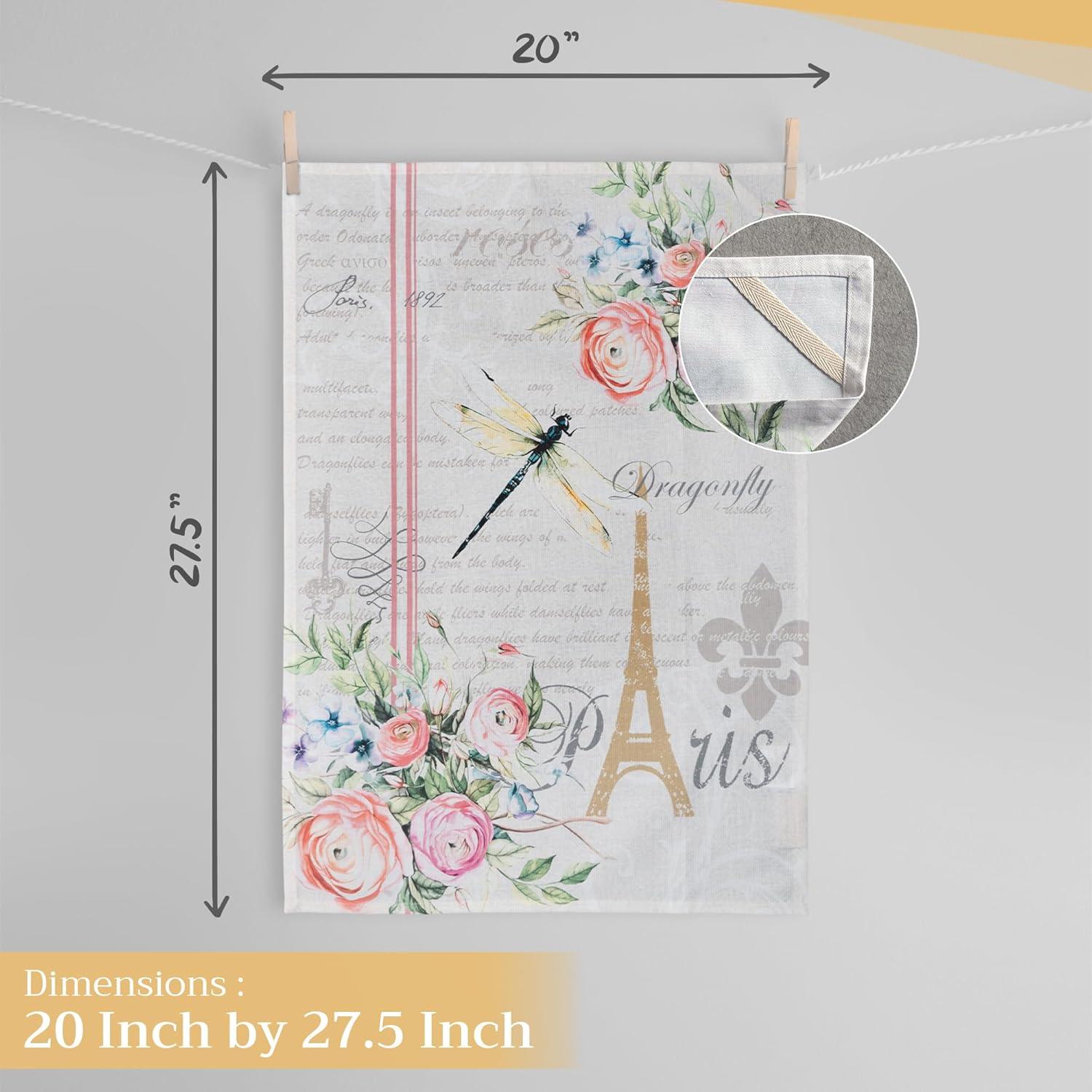 imageMaison d Hermine Kitchen Towels Set of 3 100 Cotton 20quot x 275quot Reusable Cloth Tea Dish Towels Absorbent with Hanging Loop for Kitchen Dining Thanksgiving Decorations Holy Jouy  Brown21  Champ De Mars