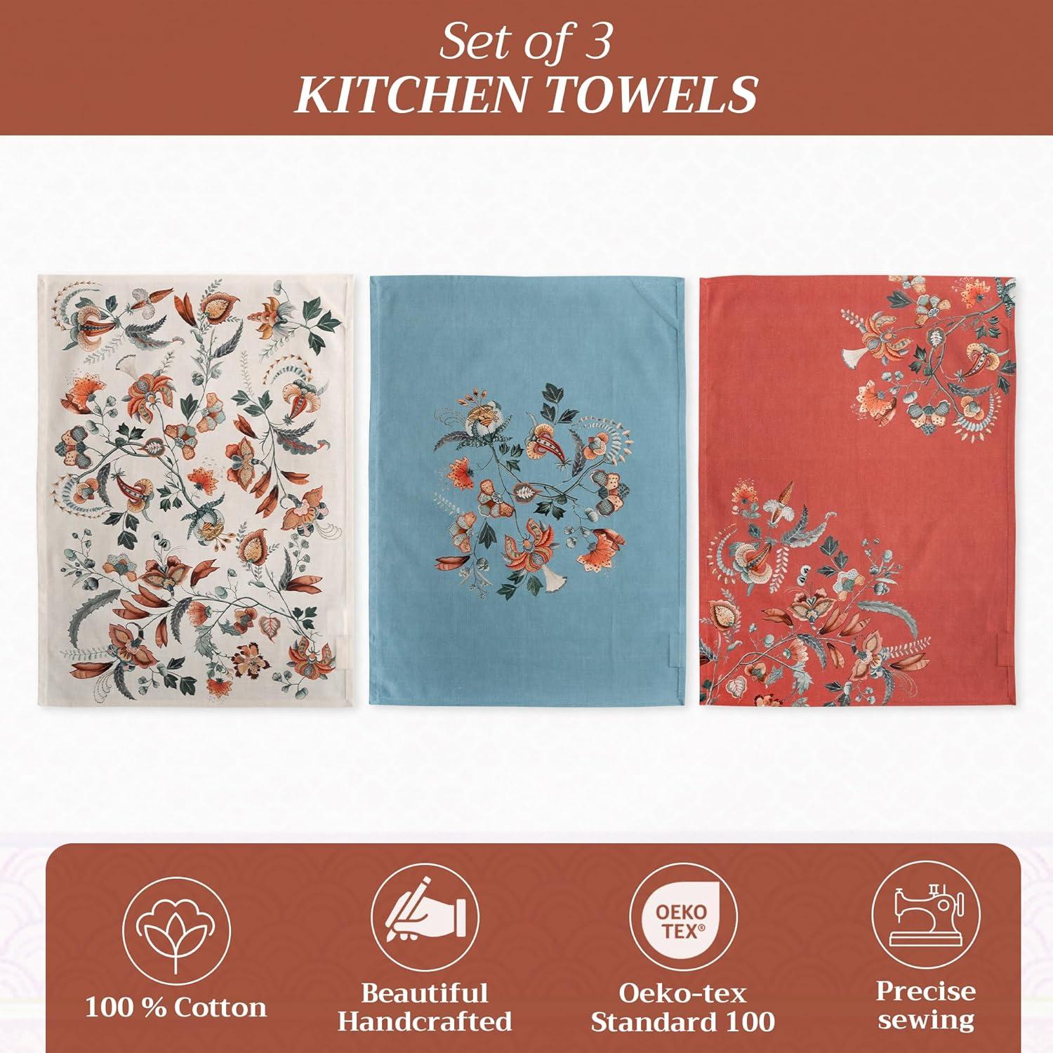 imageMaison d Hermine Kitchen Towels Set of 3 100 Cotton 20quot x 275quot Reusable Cloth Tea Dish Towels Absorbent with Hanging Loop for Kitchen Dining Thanksgiving Decorations Holy Jouy  Brown29  Dalida
