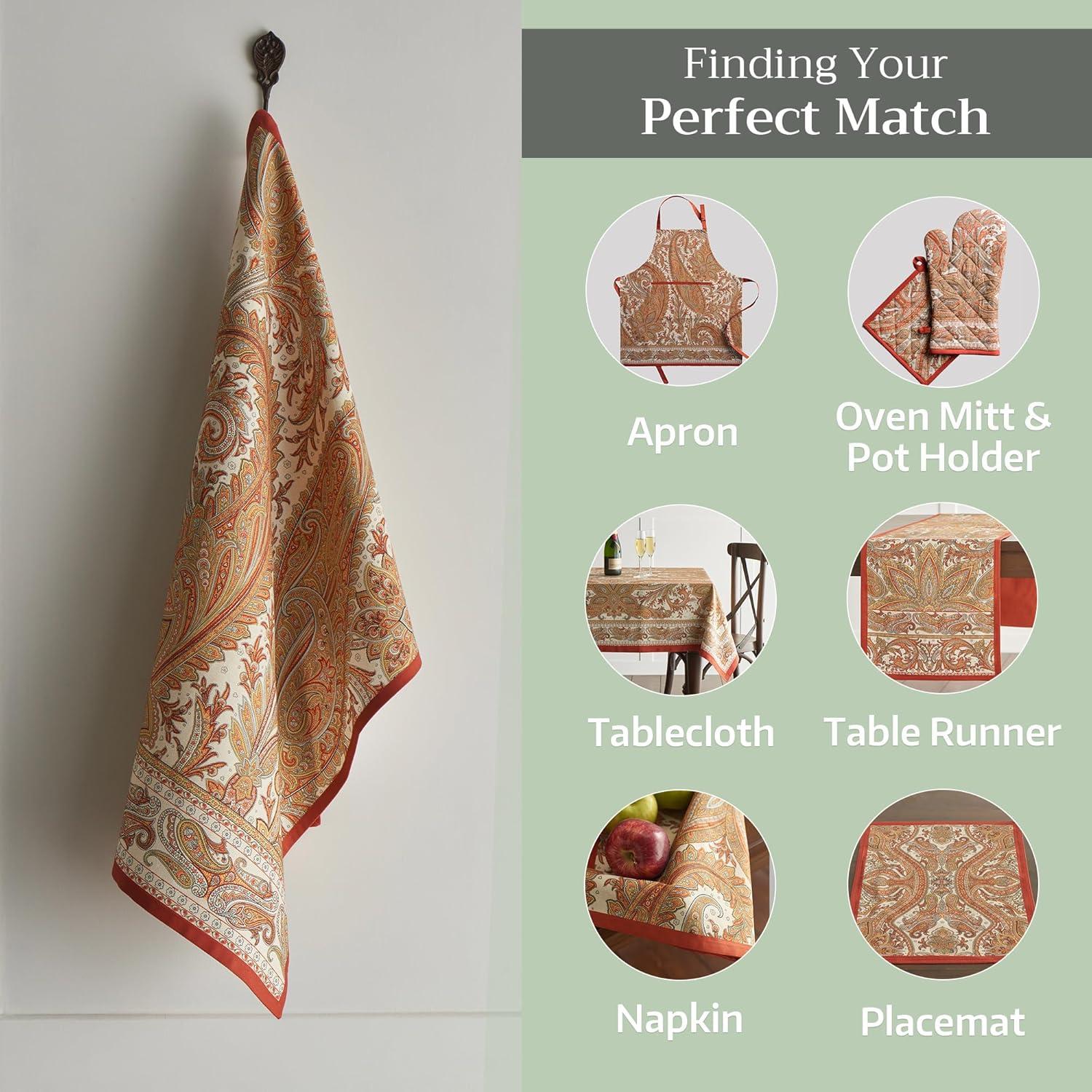 imageMaison d Hermine Kitchen Towels Set of 3 100 Cotton 20quot x 275quot Reusable Cloth Tea Dish Towels Absorbent with Hanging Loop for Kitchen Dining Thanksgiving Decorations Noel15  Kashmir Paisley