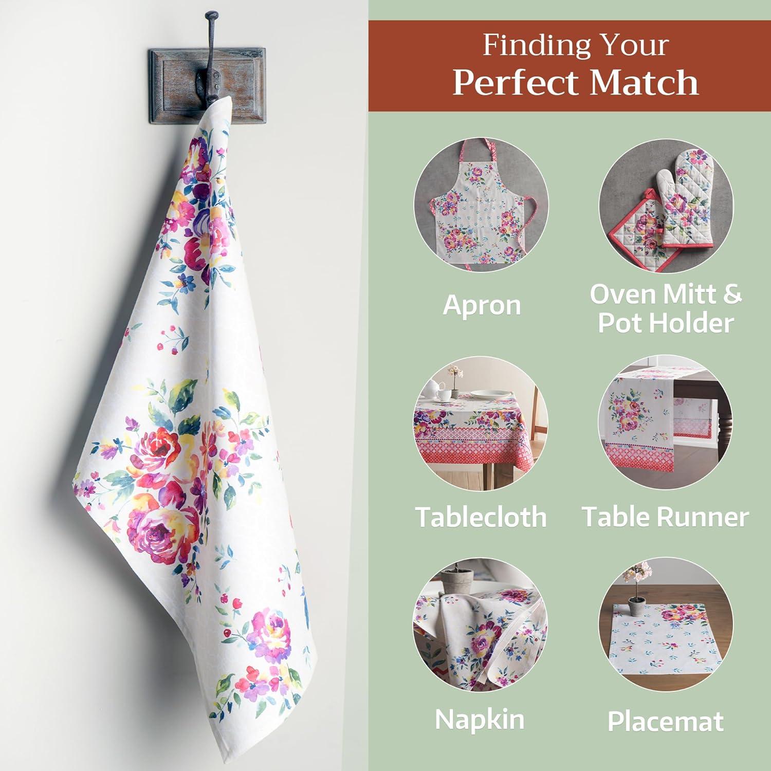 imageMaison d Hermine Kitchen Towels Set of 3 100 Cotton 20quot x 275quot Reusable Cloth Tea Dish Towels Absorbent with Hanging Loop for Kitchen Dining Thanksgiving Decorations Holy Jouy  Brown27  Rose Garden