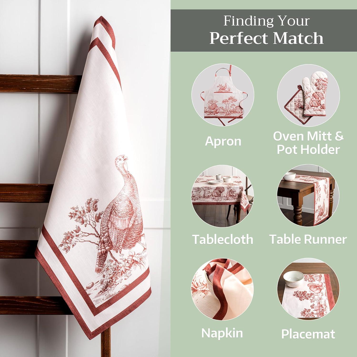 imageMaison d Hermine Kitchen Towels Set of 3 100 Cotton 20quot x 275quot Reusable Cloth Tea Dish Towels Absorbent with Hanging Loop for Kitchen Dining Thanksgiving Decorations Holy Jouy  Brown03  Holy Jouy  Brown