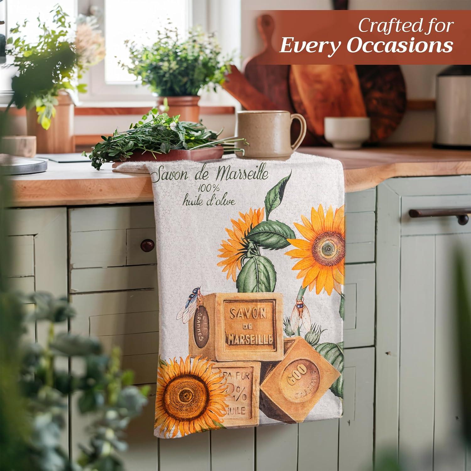 imageMaison d Hermine Kitchen Towels Set of 3 100 Cotton 20quot x 275quot Reusable Cloth Tea Dish Towels Absorbent with Hanging Loop for Kitchen Dining Thanksgiving Decorations Holy Jouy  Brown30  Fanny