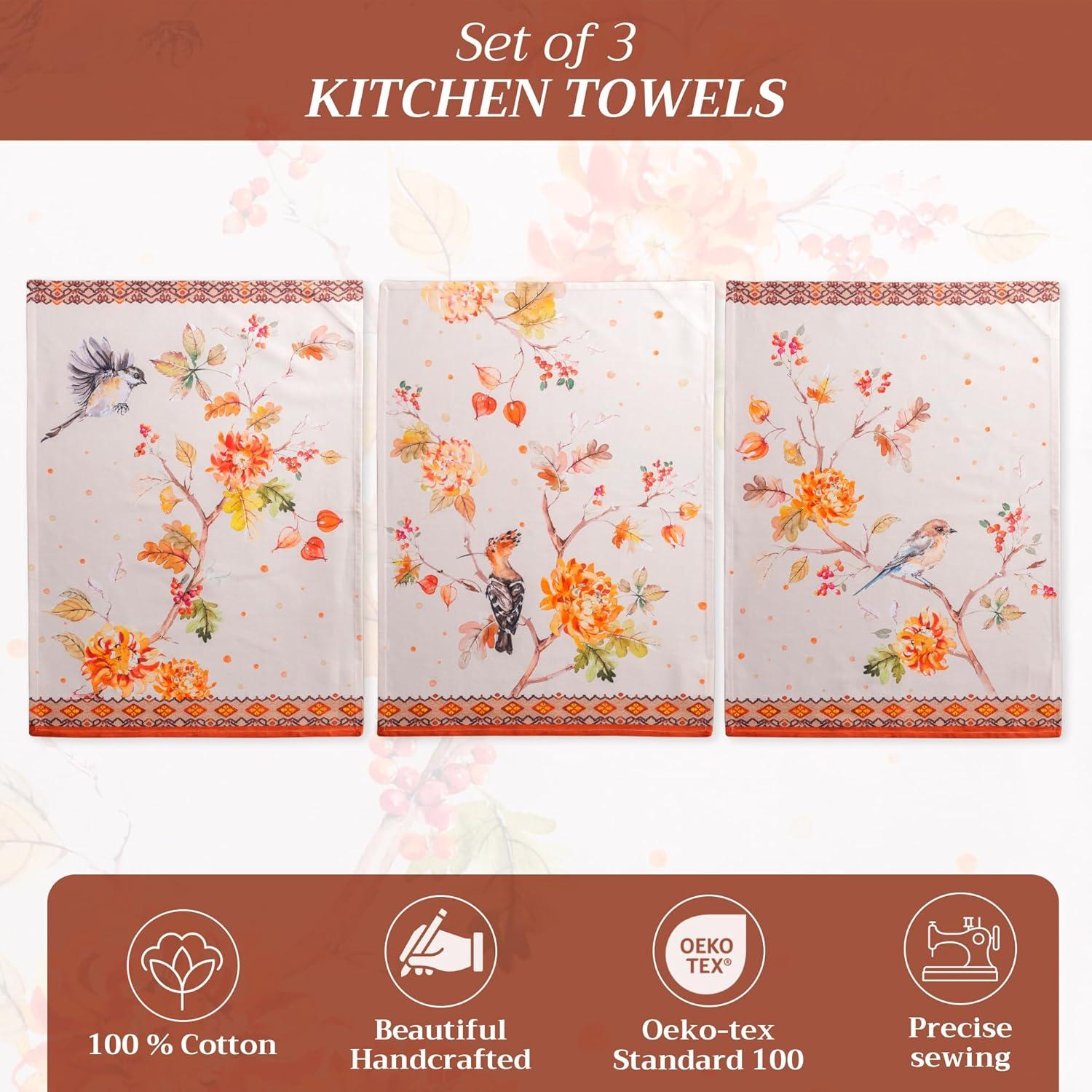 imageMaison d Hermine Kitchen Towels Set of 3 100 Cotton 20quot x 275quot Reusable Cloth Tea Dish Towels Absorbent with Hanging Loop for Kitchen Dining Thanksgiving Decorations Holy Jouy  Brown09  Kelim  Prairie