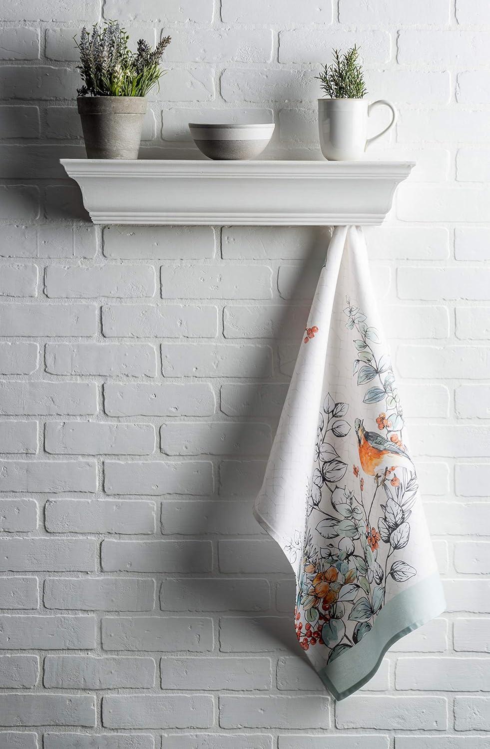 imageMaison d Hermine Kitchen Towels Set of 3 100 Cotton 20quot x 275quot Reusable Cloth Tea Dish Towels Absorbent with Hanging Loop for Kitchen Dining Thanksgiving Decorations Noel29  Whitish Shabby Chique