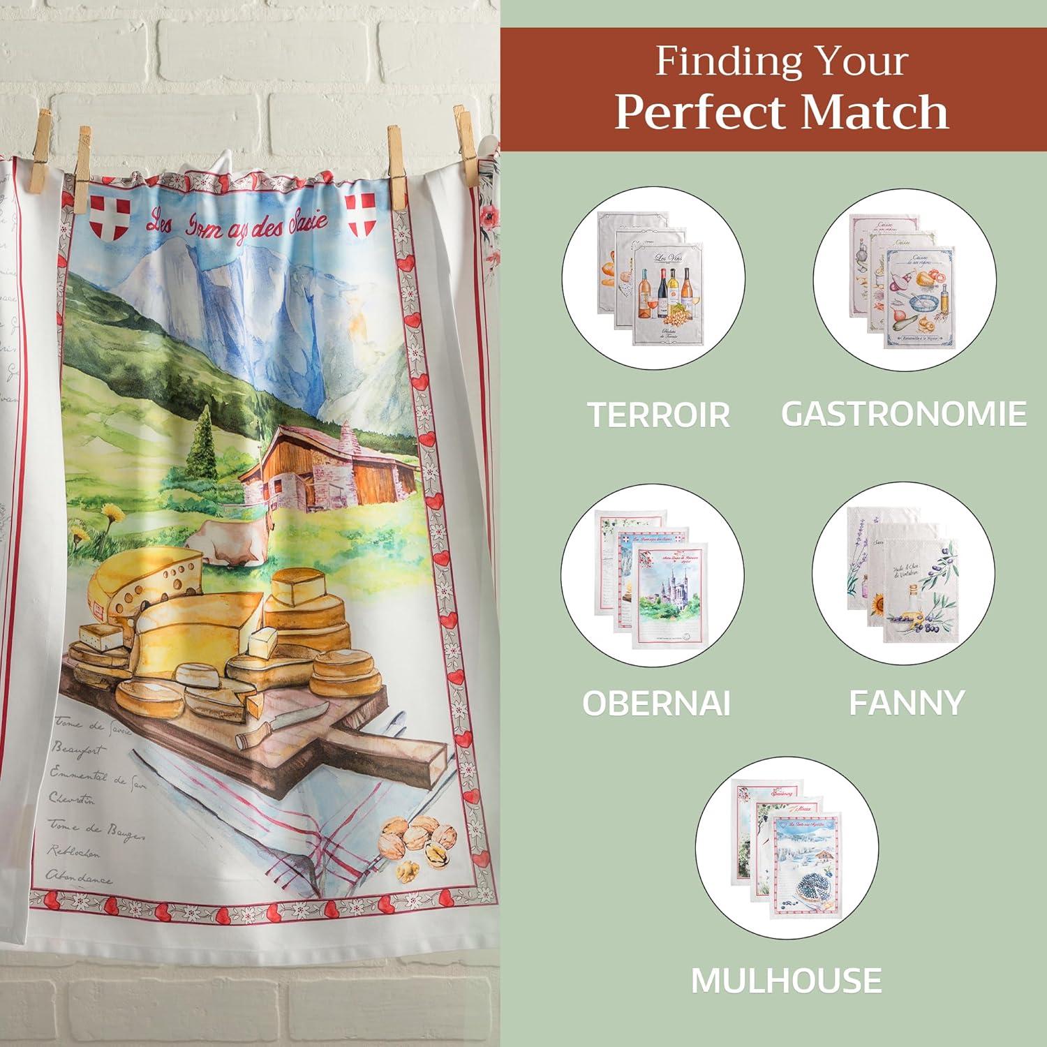 imageMaison d Hermine Kitchen Towels Set of 3 100 Cotton 20quot x 275quot Reusable Cloth Tea Dish Towels Absorbent with Hanging Loop for Kitchen Dining Thanksgiving Decorations Holy Jouy  Brown05  Ribeauville