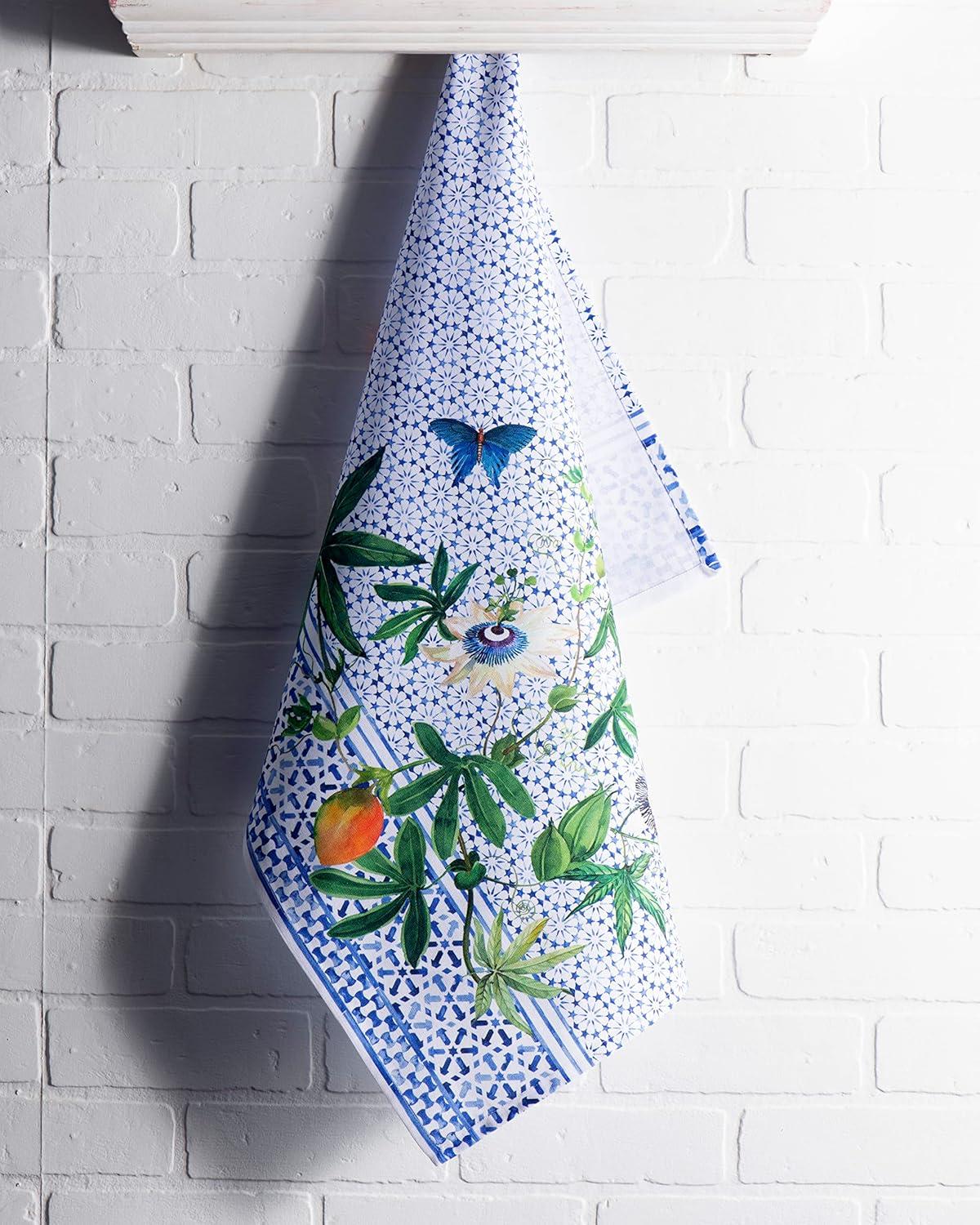 imageMaison d Hermine Kitchen Towels Set of 3 100 Cotton 20quot x 275quot Reusable Cloth Tea Dish Towels Absorbent with Hanging Loop for Kitchen Dining Thanksgiving Decorations Noel18  Passiflora