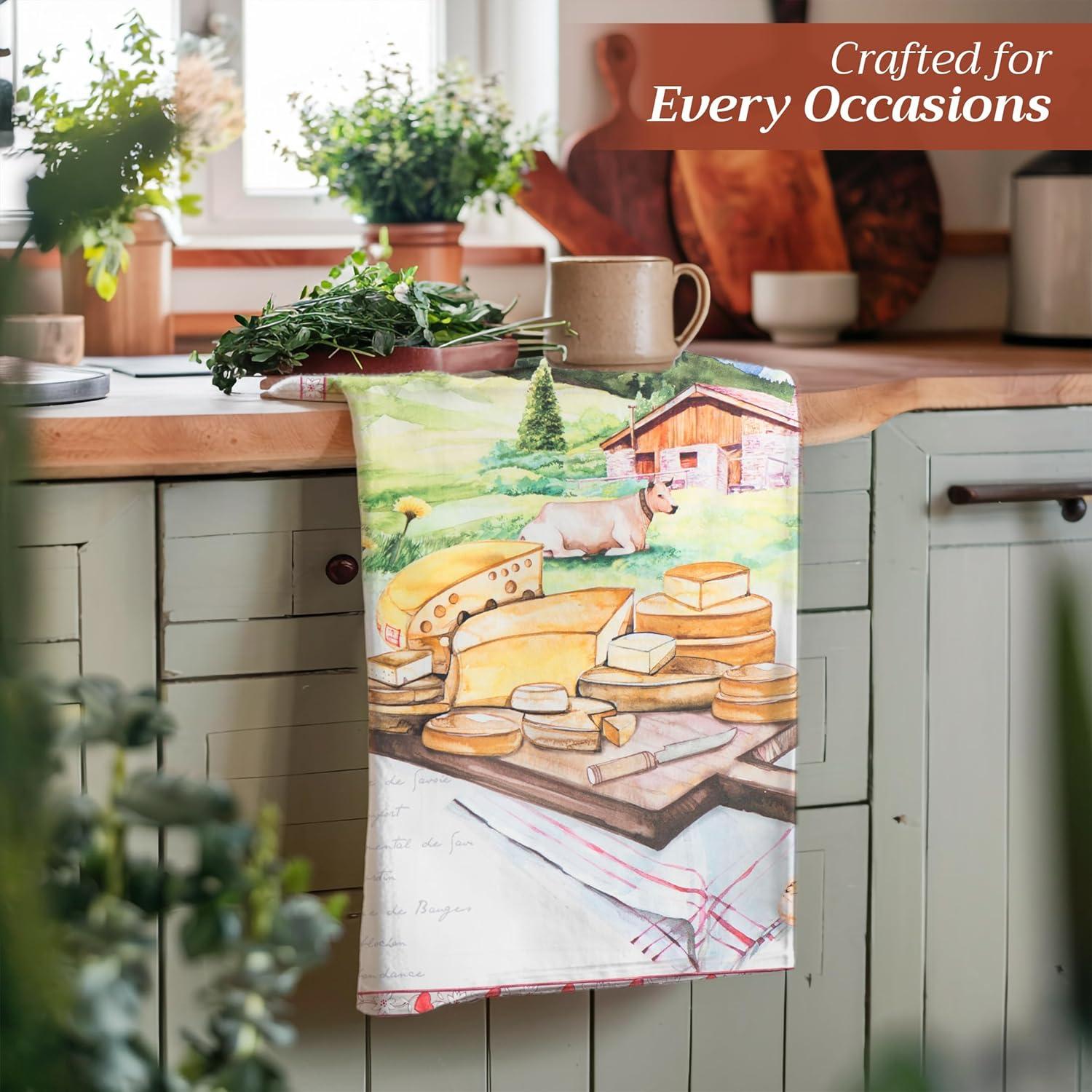 imageMaison d Hermine Kitchen Towels Set of 3 100 Cotton 20quot x 275quot Reusable Cloth Tea Dish Towels Absorbent with Hanging Loop for Kitchen Dining Thanksgiving Decorations Holy Jouy  Brown05  Ribeauville