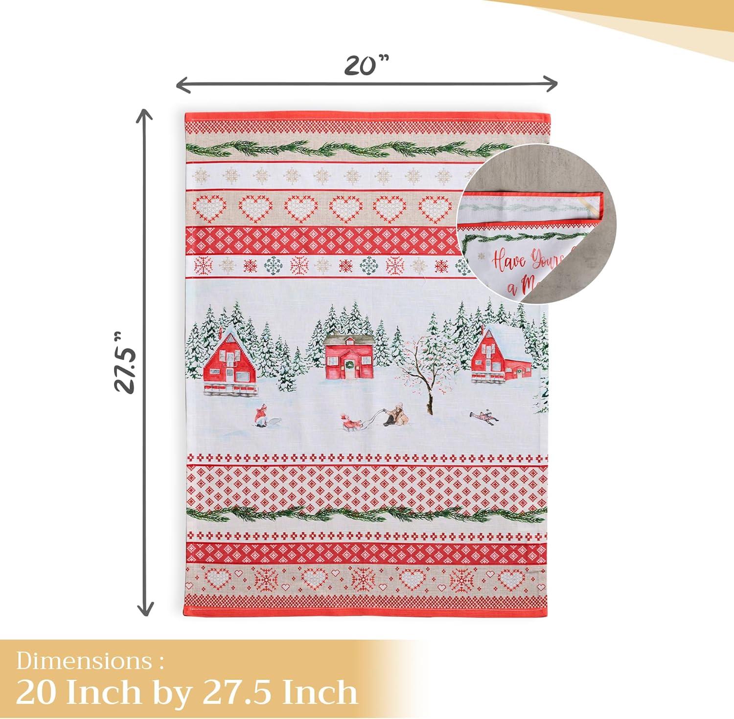 imageMaison d Hermine Kitchen Towels Set of 3 100 Cotton 20quot x 275quot Reusable Cloth Tea Dish Towels Absorbent with Hanging Loop for Kitchen Dining Thanksgiving Decorations Noel28  Rural Christmas