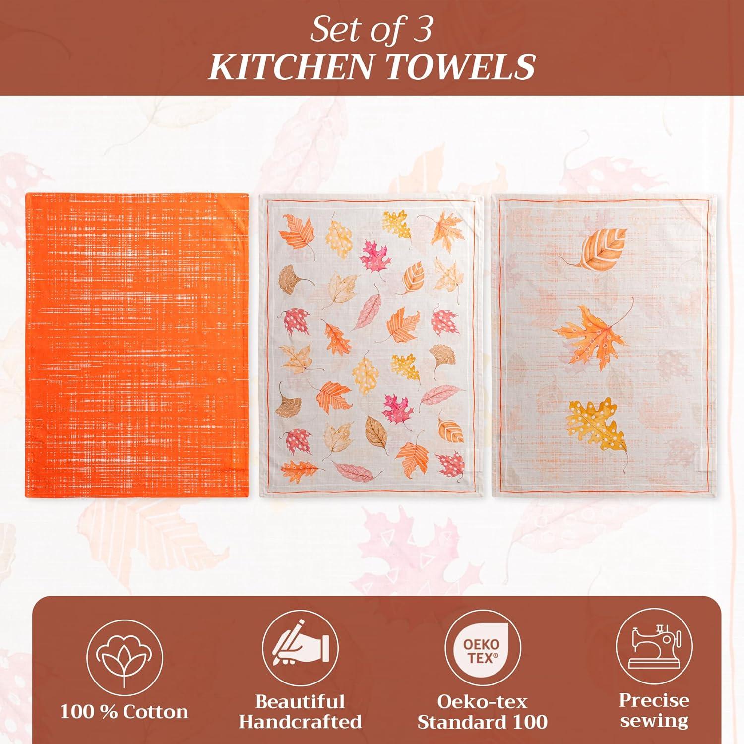 imageMaison d Hermine Kitchen Towels Set of 3 100 Cotton 20quot x 275quot Reusable Cloth Tea Dish Towels Absorbent with Hanging Loop for Kitchen Dining Thanksgiving Decorations Holy Jouy  Brown17  Colors of Autumn