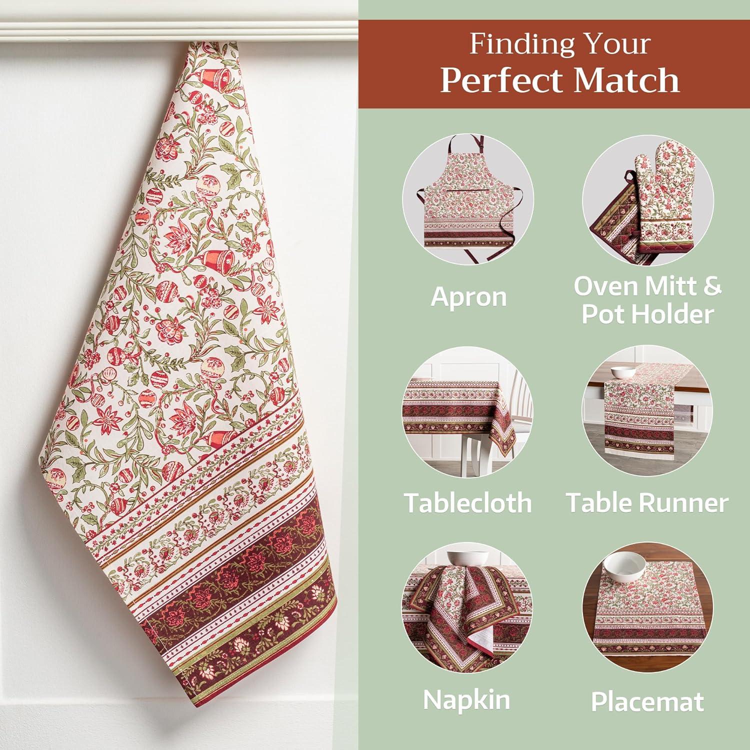 imageMaison d Hermine Kitchen Towels Set of 3 100 Cotton 20quot x 275quot Reusable Cloth Tea Dish Towels Absorbent with Hanging Loop for Kitchen Dining Thanksgiving Decorations Noel13  Reveillon Au Jardin