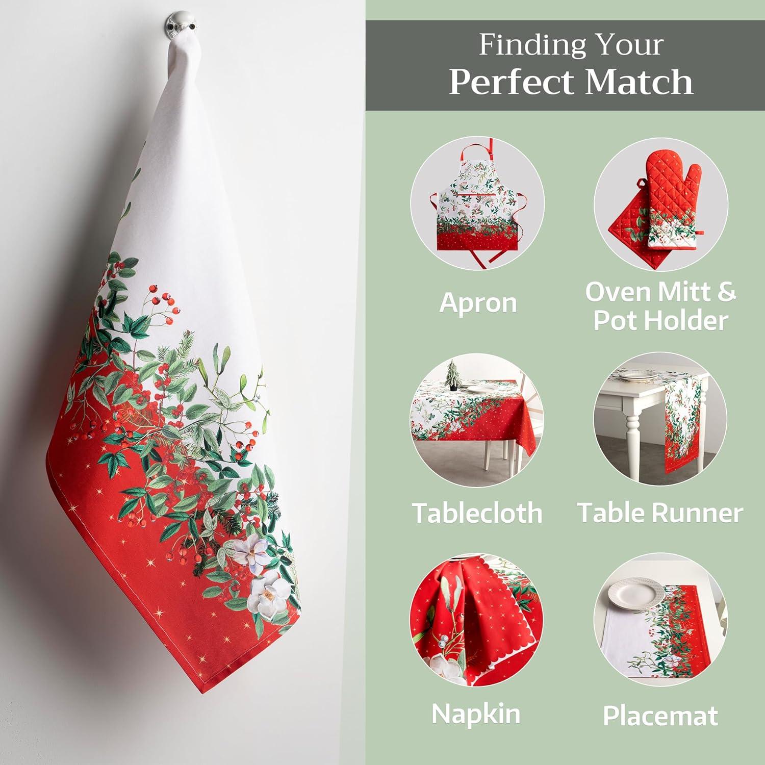 imageMaison d Hermine Kitchen Towels Set of 3 100 Cotton 20quot x 275quot Reusable Cloth Tea Dish Towels Absorbent with Hanging Loop for Kitchen Dining Thanksgiving Decorations Noel19  Noel