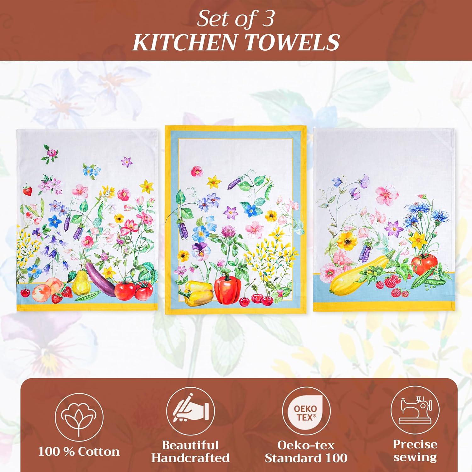 imageMaison d Hermine Kitchen Towels Set of 3 100 Cotton 20quot x 275quot Reusable Cloth Tea Dish Towels Absorbent with Hanging Loop for Kitchen Dining Thanksgiving Decorations Holy Jouy  Brown10  Giverny