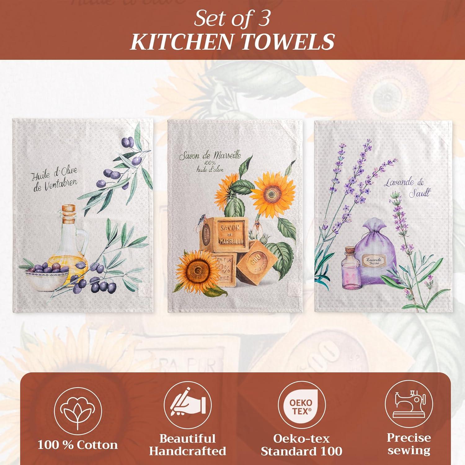 imageMaison d Hermine Kitchen Towels Set of 3 100 Cotton 20quot x 275quot Reusable Cloth Tea Dish Towels Absorbent with Hanging Loop for Kitchen Dining Thanksgiving Decorations Holy Jouy  Brown30  Fanny