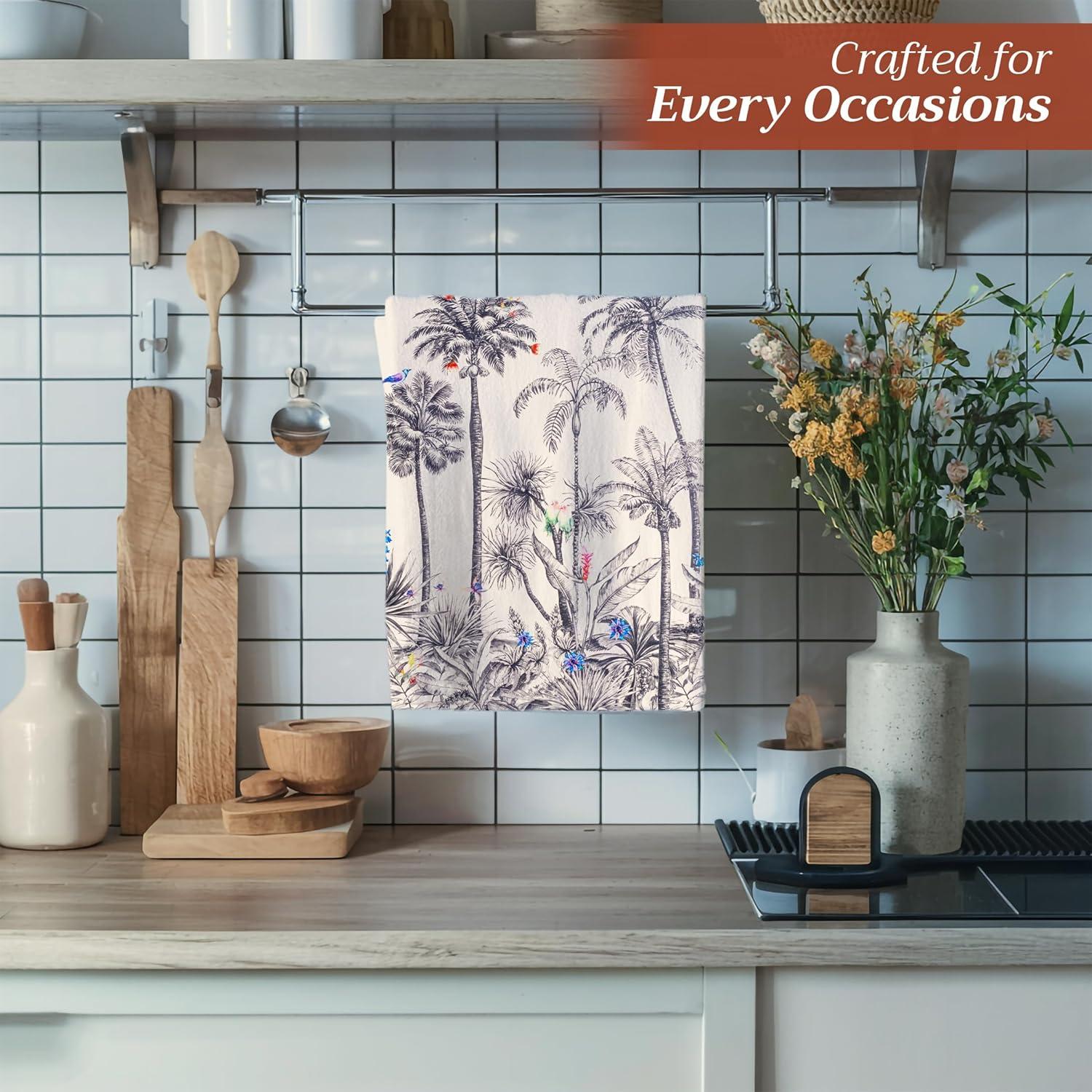 imageMaison d Hermine Kitchen Towels Set of 3 100 Cotton 20quot x 275quot Reusable Cloth Tea Dish Towels Absorbent with Hanging Loop for Kitchen Dining Thanksgiving Decorations Noel06  Amazonia