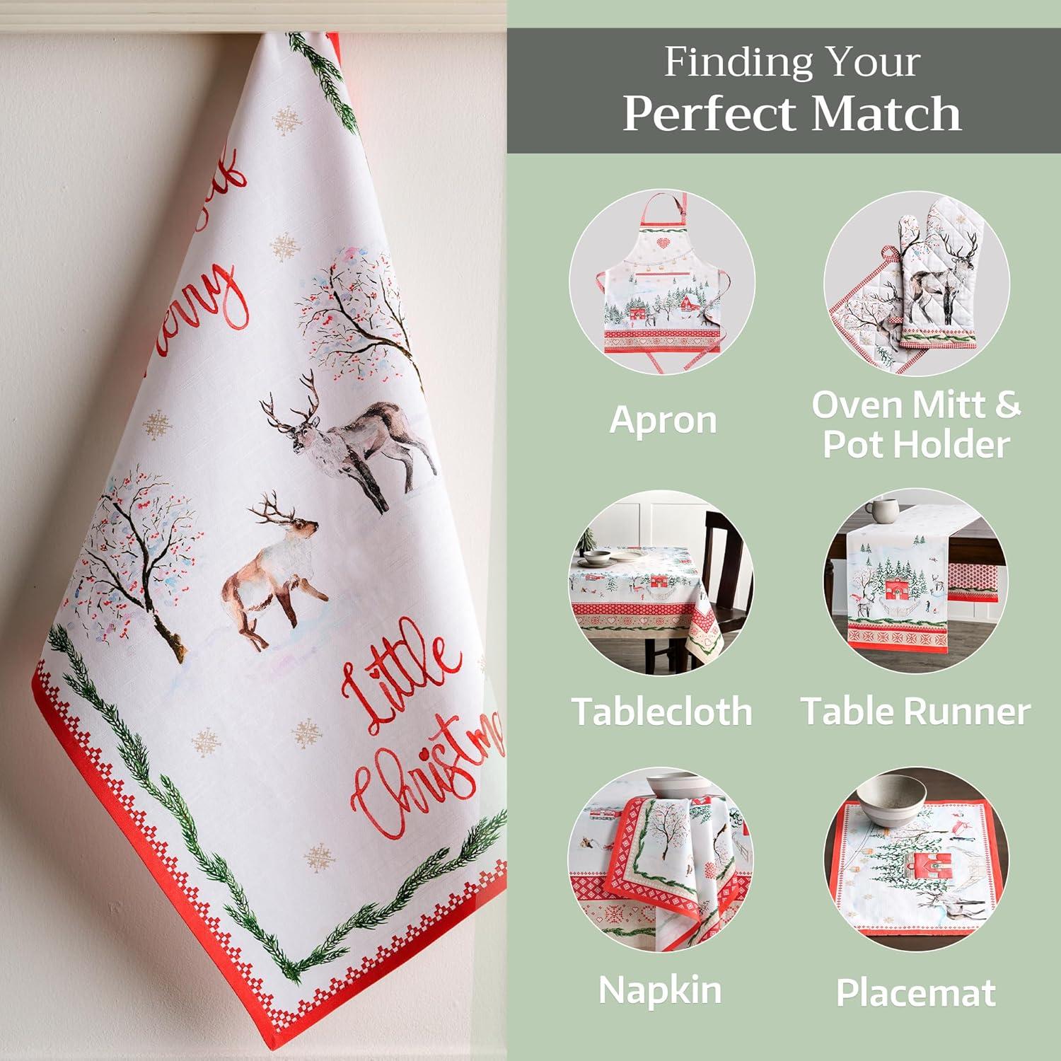 imageMaison d Hermine Kitchen Towels Set of 3 100 Cotton 20quot x 275quot Reusable Cloth Tea Dish Towels Absorbent with Hanging Loop for Kitchen Dining Thanksgiving Decorations Noel28  Rural Christmas