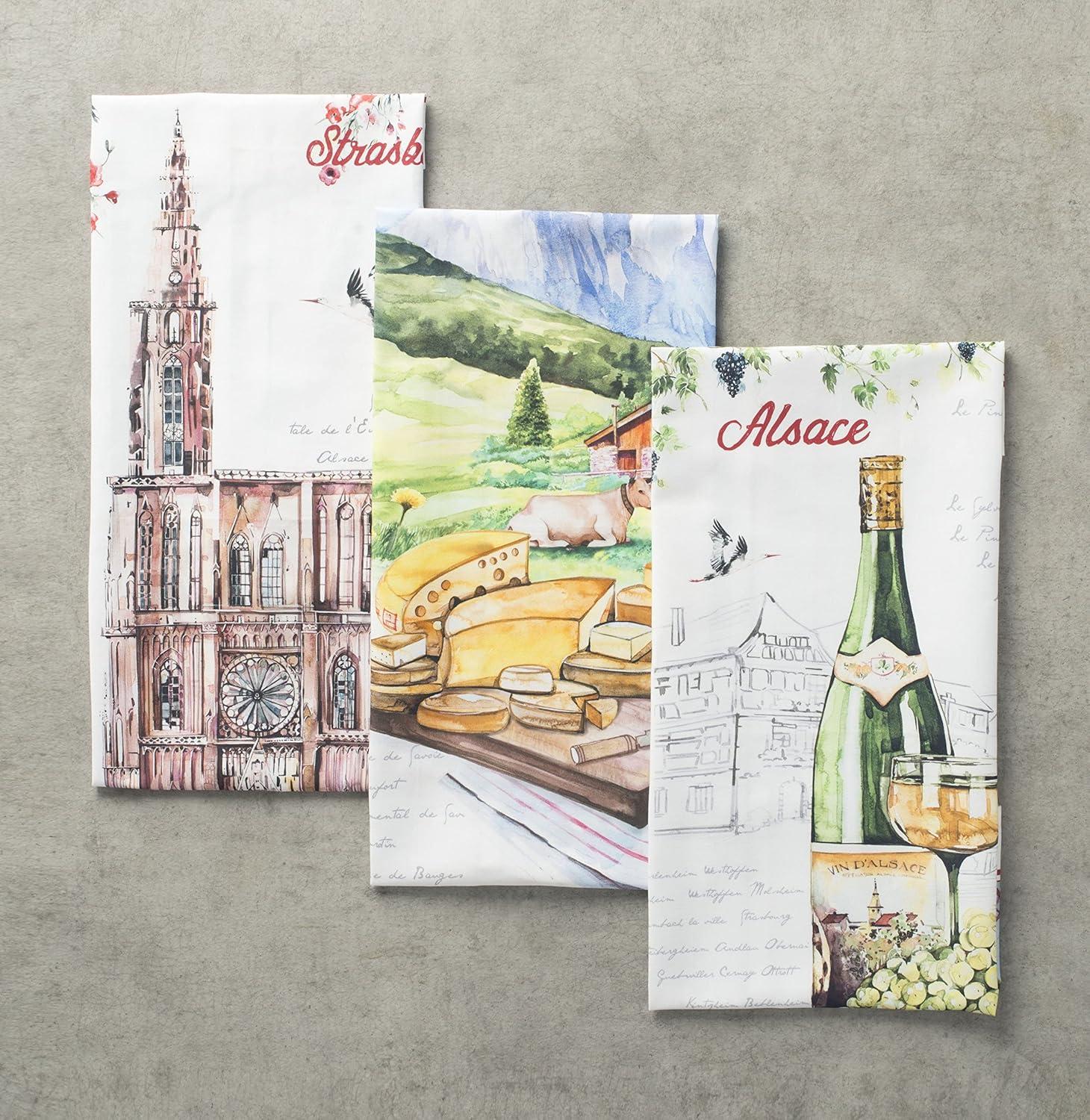 imageMaison d Hermine Kitchen Towels Set of 3 100 Cotton 20quot x 275quot Reusable Cloth Tea Dish Towels Absorbent with Hanging Loop for Kitchen Dining Thanksgiving Decorations Holy Jouy  Brown05  Ribeauville