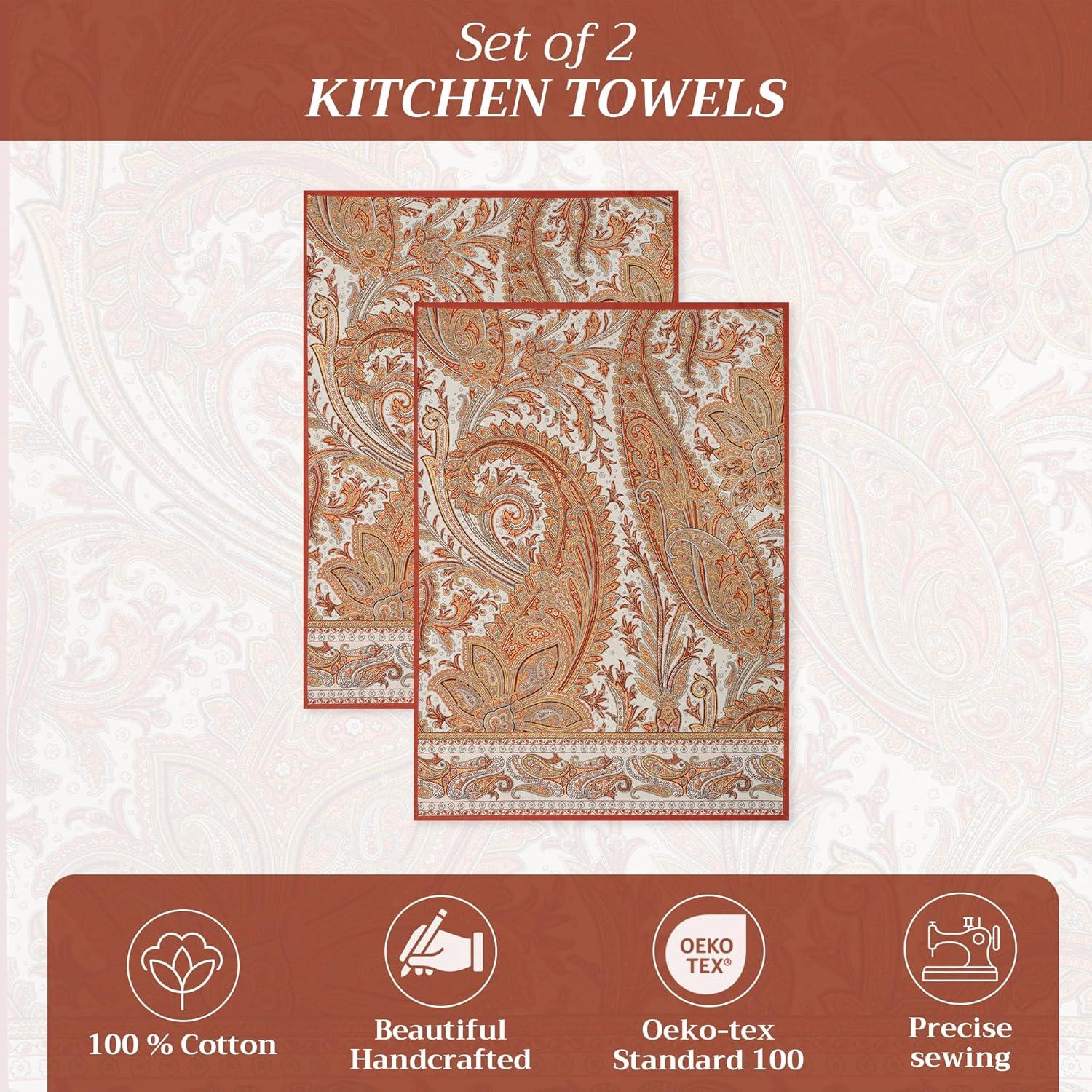 imageMaison d Hermine Kitchen Towels Set of 3 100 Cotton 20quot x 275quot Reusable Cloth Tea Dish Towels Absorbent with Hanging Loop for Kitchen Dining Thanksgiving Decorations Noel15  Kashmir Paisley