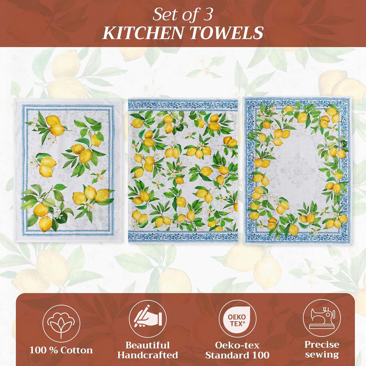 imageMaison d Hermine Kitchen Towels Set of 3 100 Cotton 20quot x 275quot Reusable Cloth Tea Dish Towels Absorbent with Hanging Loop for Kitchen Dining Thanksgiving Decorations Holy Jouy  Brown11  Cedrat