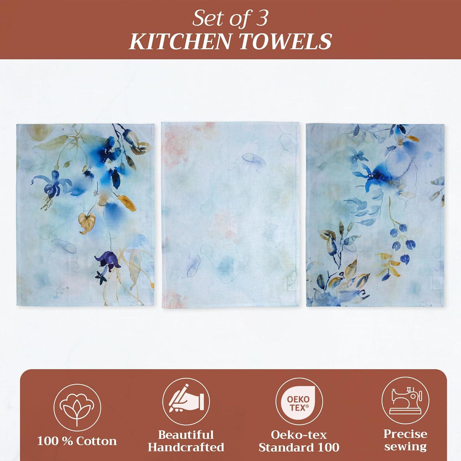 imageMaison d Hermine Kitchen Towels Set of 3 100 Cotton 20quot x 275quot Reusable Cloth Tea Dish Towels Absorbent with Hanging Loop for Kitchen Dining Thanksgiving Decorations Holy Jouy  Brown06  Lazy Summer Days