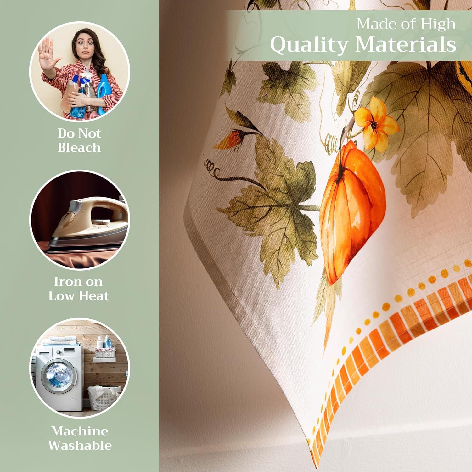 imageMaison d Hermine Kitchen Towels Set of 3 100 Cotton 20quot x 275quot Reusable Cloth Tea Dish Towels Absorbent with Hanging Loop for Kitchen Dining Thanksgiving Decorations Holy Jouy  Brown16  Pumpkin Garden  Cloudy Cream