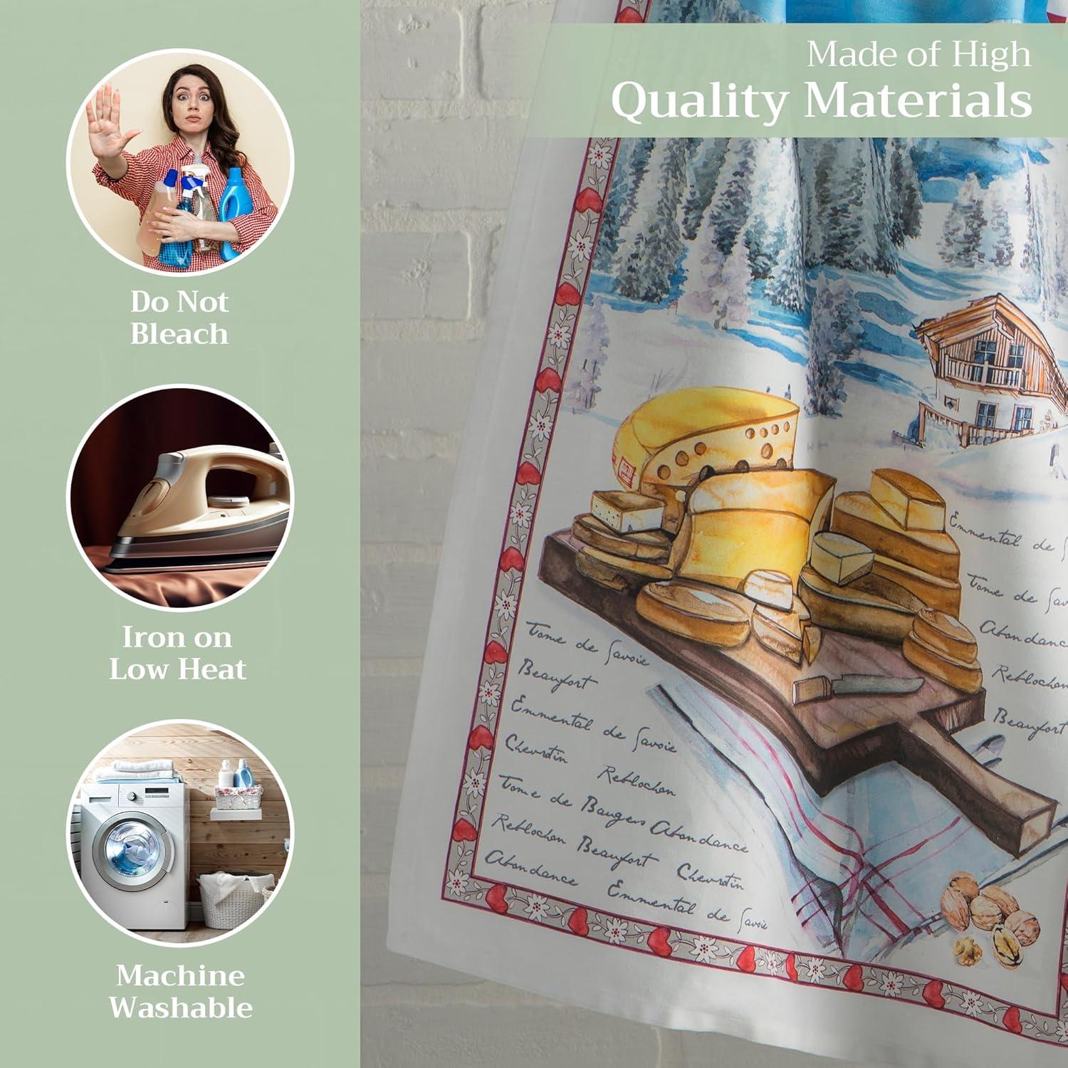 imageMaison d Hermine Kitchen Towels Set of 3 100 Cotton 20quot x 275quot Reusable Cloth Tea Dish Towels Absorbent with Hanging Loop for Kitchen Dining Thanksgiving Decorations Holy Jouy  Brown23  Obernai