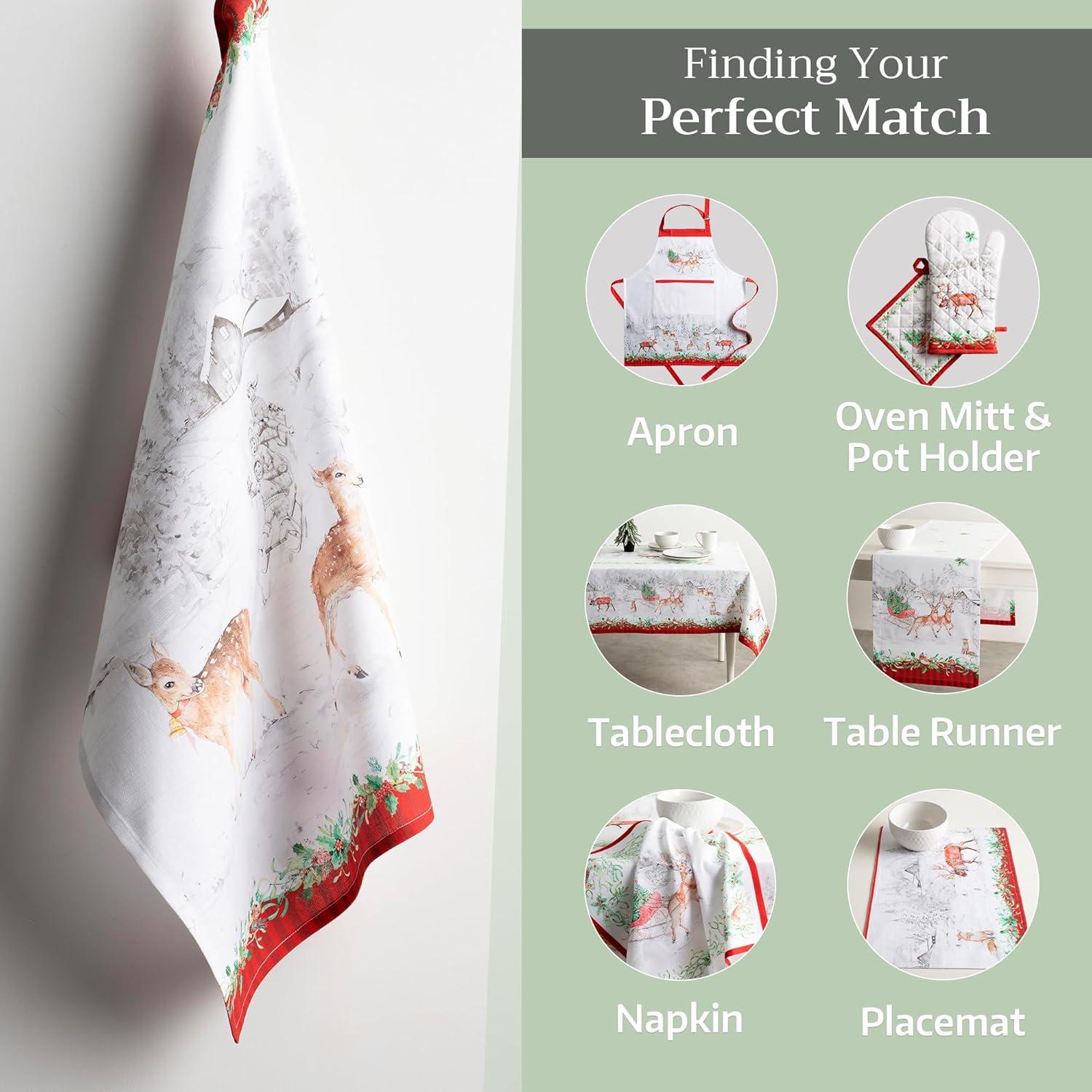 imageMaison d Hermine Kitchen Towels Set of 3 100 Cotton 20quot x 275quot Reusable Cloth Tea Dish Towels Absorbent with Hanging Loop for Kitchen Dining Thanksgiving Decorations Noel25  Christmas Tradition