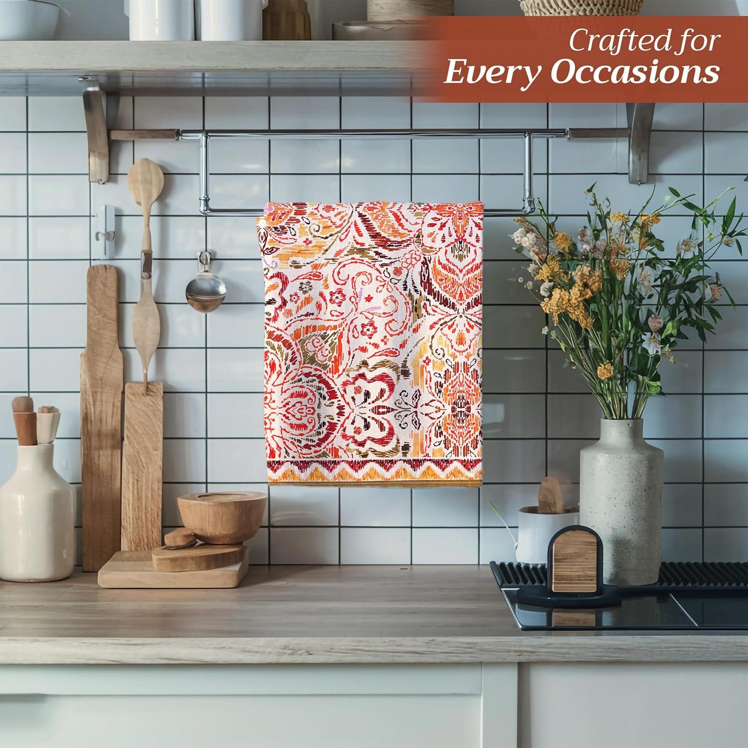 imageMaison d Hermine Kitchen Towels Set of 3 100 Cotton 20quot x 275quot Reusable Cloth Tea Dish Towels Absorbent with Hanging Loop for Kitchen Dining Thanksgiving Decorations Holy Jouy  Brown25  Damask