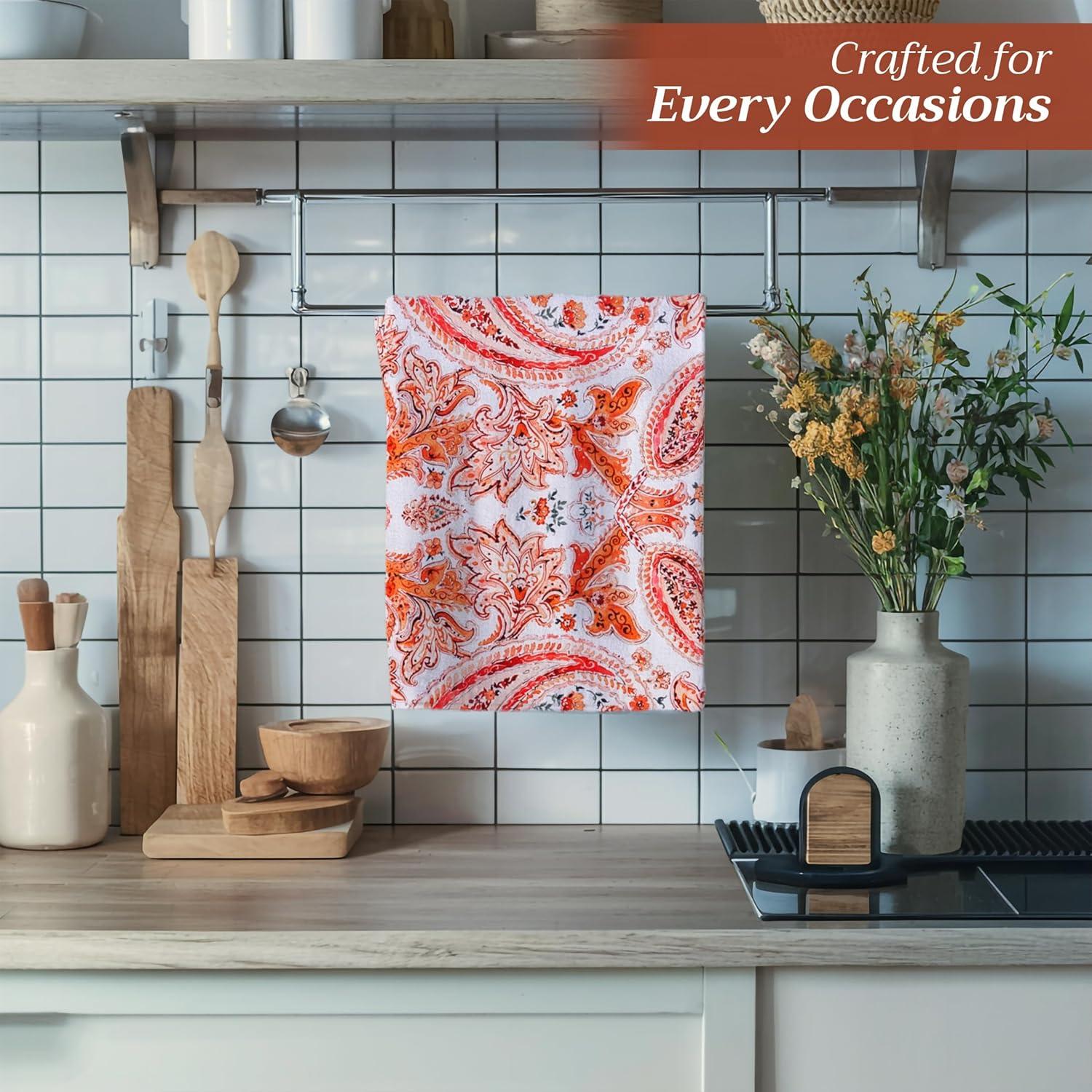 imageMaison d Hermine Kitchen Towels Set of 3 100 Cotton 20quot x 275quot Reusable Cloth Tea Dish Towels Absorbent with Hanging Loop for Kitchen Dining Thanksgiving Decorations Holy Jouy  Brown20  Orient