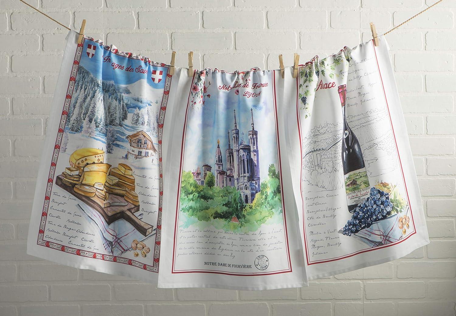 imageMaison d Hermine Kitchen Towels Set of 3 100 Cotton 20quot x 275quot Reusable Cloth Tea Dish Towels Absorbent with Hanging Loop for Kitchen Dining Thanksgiving Decorations Holy Jouy  Brown23  Obernai