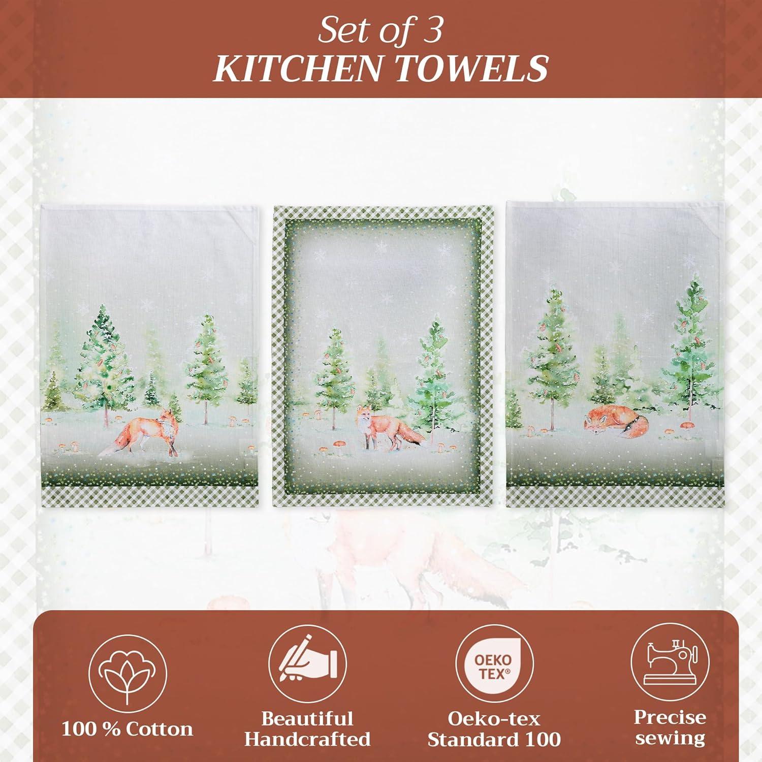 imageMaison d Hermine Kitchen Towels Set of 3 100 Cotton 20quot x 275quot Reusable Cloth Tea Dish Towels Absorbent with Hanging Loop for Kitchen Dining Thanksgiving Decorations Holy Jouy  Brown01  Winter Mornings