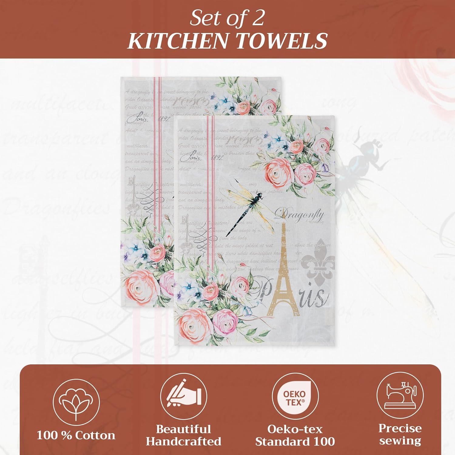 imageMaison d Hermine Kitchen Towels Set of 3 100 Cotton 20quot x 275quot Reusable Cloth Tea Dish Towels Absorbent with Hanging Loop for Kitchen Dining Thanksgiving Decorations Holy Jouy  Brown21  Champ De Mars