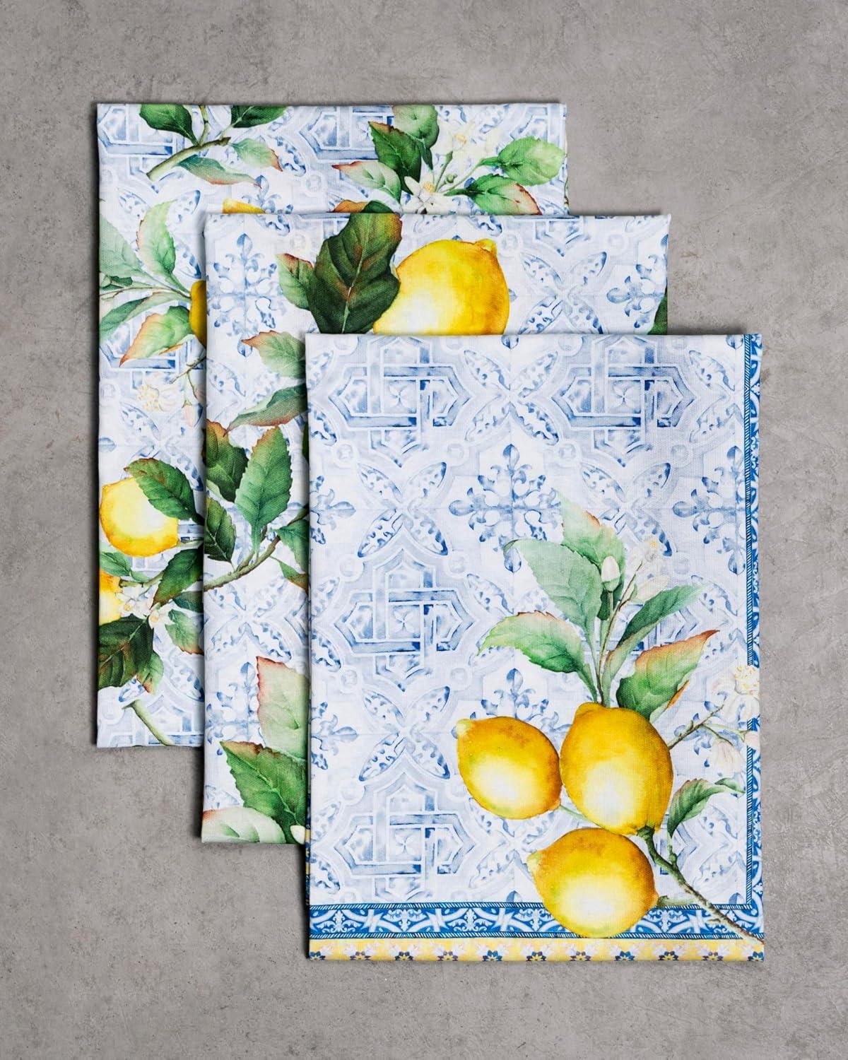 imageMaison d Hermine Kitchen Towels Set of 3 100 Cotton 20quot x 275quot Reusable Cloth Tea Dish Towels Absorbent with Hanging Loop for Kitchen Dining Thanksgiving Decorations Noel22  Citrus