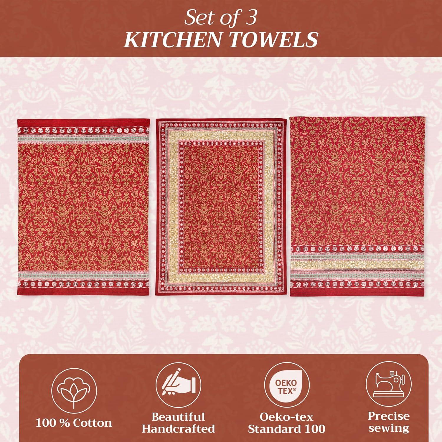 imageMaison d Hermine Kitchen Towels Set of 3 100 Cotton 20quot x 275quot Reusable Cloth Tea Dish Towels Absorbent with Hanging Loop for Kitchen Dining Thanksgiving Decorations Holy Jouy  Brown28  Sofia